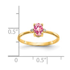 14k Diamond and 6x4 Oval Pink Tourmaline Birthstone Ring