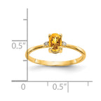 14k Diamond and 6x4 Oval Citrine Birthstone Ring