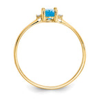 14k Diamond and 6x4 Oval Blue Topaz Birthstone Ring