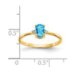 14k Diamond and 6x4 Oval Blue Topaz Birthstone Ring