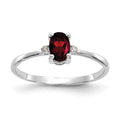 14k White Gold Diamond and 6x4 Oval Garnet Birthstone Ring