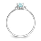 14k White Gold Diamond and 6x4 Oval Aquamarine Birthstone Ring