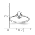 14k White Gold Diamond and 6x4 Oval White Topaz Birthstone Ring