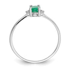 14k White Gold Diamond and 6x4 Oval Emerald Birthstone Ring