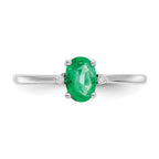 14k White Gold Diamond and 6x4 Oval Emerald Birthstone Ring