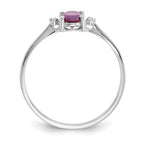 14k White Gold Diamond and 6x4 Oval Rhodolite Garnet Birthstone Ring