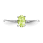 14k White Gold Diamond and 6x4 Oval Peridot Birthstone Ring