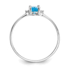14k White Gold Diamond and 6x4 Oval Blue Topaz Birthstone Ring