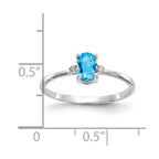 14k White Gold Diamond and 6x4 Oval Blue Topaz Birthstone Ring