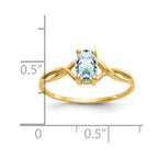 14k 6x4 Oval Aquamarine Birthstone Ring