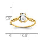 14k 6x4 Oval White Topaz Birthstone Ring
