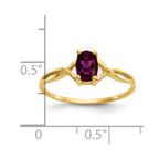 14k 6x4 Oval Rhodolite Garnet Birthstone Ring