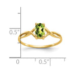 14k 6x4 Oval Peridot Birthstone Ring
