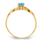 14k 6x4 Oval Blue Topaz Birthstone Ring