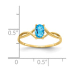 14k 6x4 Oval Blue Topaz Birthstone Ring