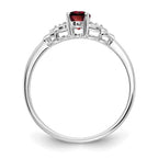 14k White Gold 6x4 Oval January/Garnet and Diamond Ring