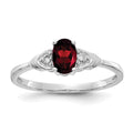 14k White Gold 6x4 Oval January/Garnet and Diamond Ring