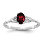 14k White Gold 6x4 Oval January/Garnet and Diamond Ring