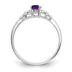 14k White Gold 6x4 Oval February/Amethyst and Diamond Ring