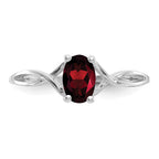 14k White Gold 6x4 Oval Garnet Birthstone Ring