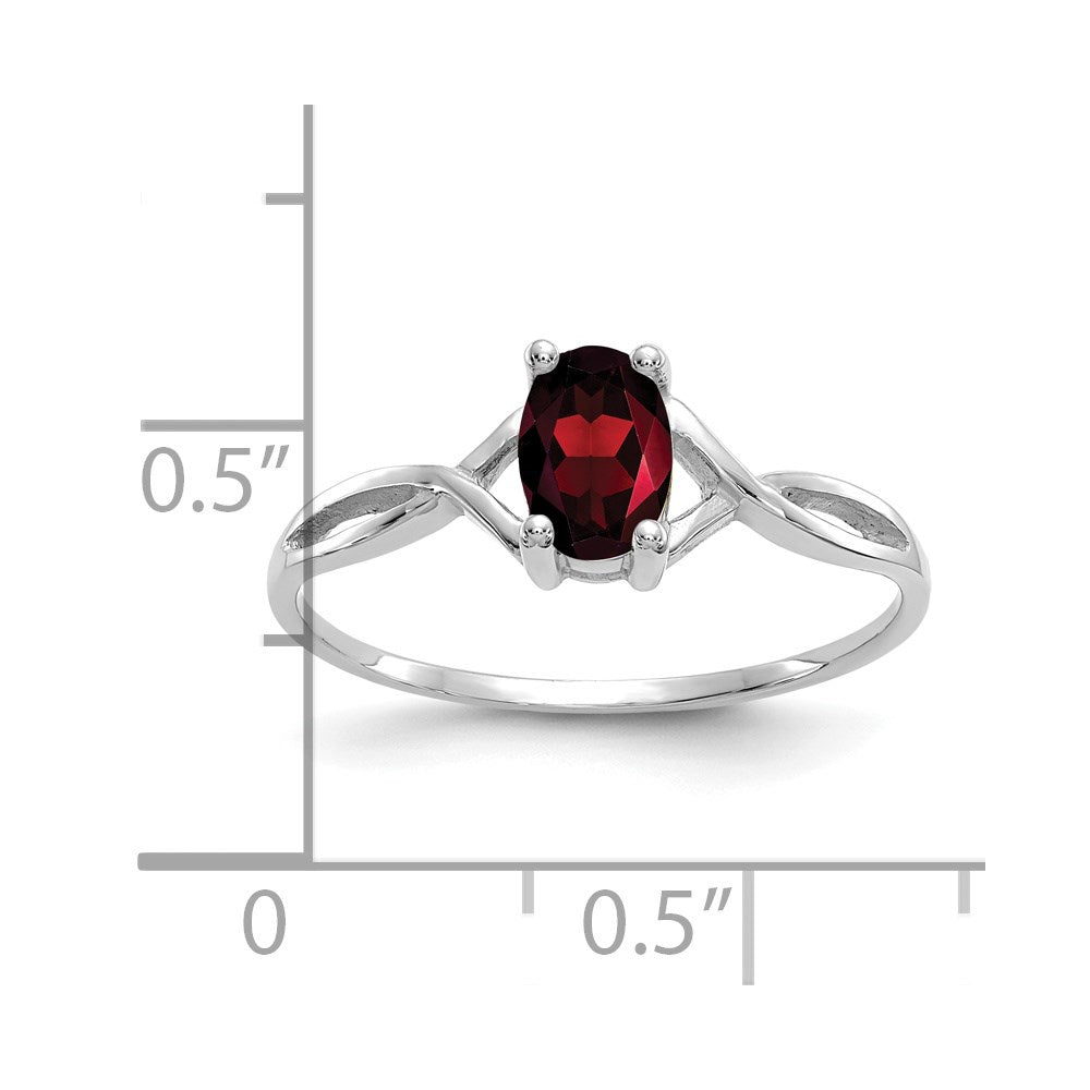 14k White Gold 6x4 Oval Garnet Birthstone Ring