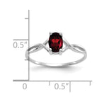 14k White Gold 6x4 Oval Garnet Birthstone Ring