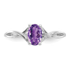 14k White Gold 6x4 Oval Amethyst Birthstone Ring