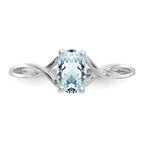 14k White Gold 6x4 Oval Aquamarine Birthstone Ring