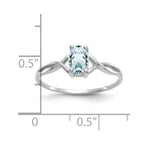 14k White Gold 6x4 Oval Aquamarine Birthstone Ring