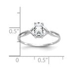 14k White Gold 6x4 Oval White Topaz Birthstone Ring