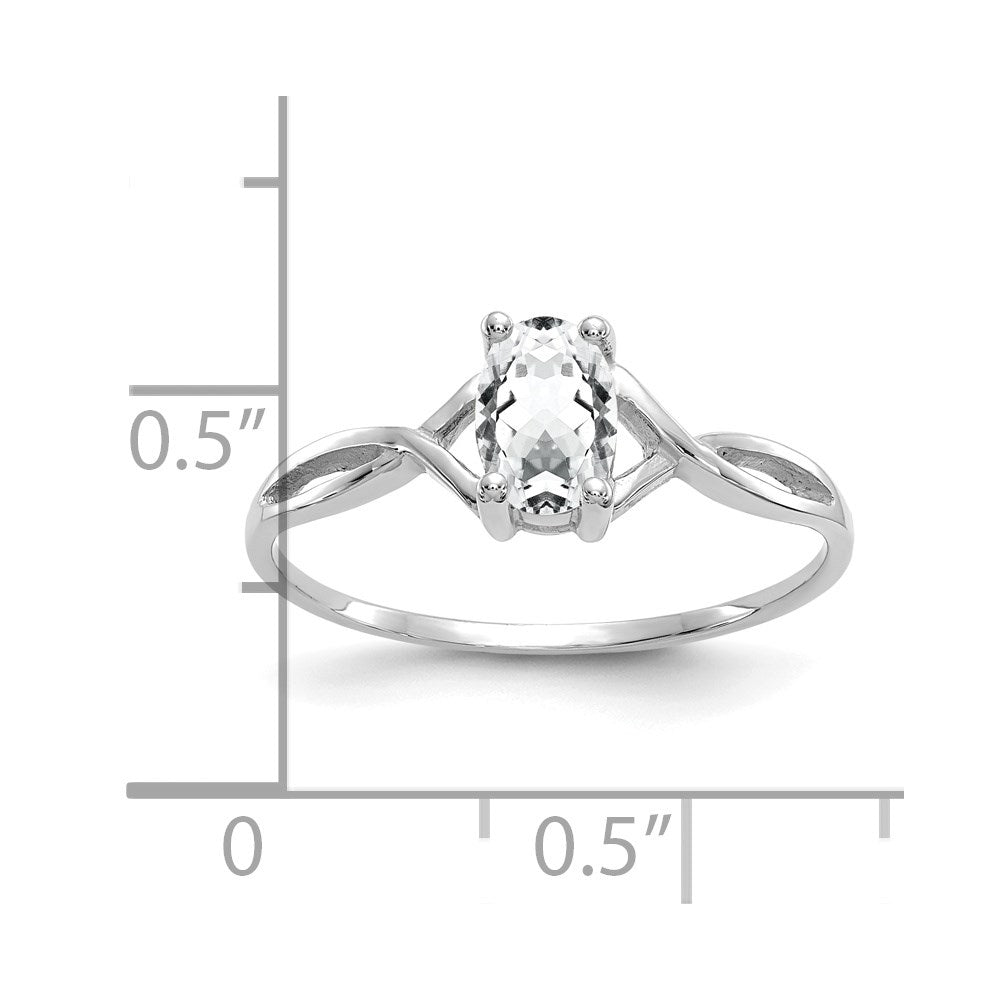14k White Gold 6x4 Oval White Topaz Birthstone Ring
