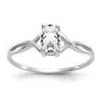 14k White Gold 6x4 Oval White Topaz Birthstone Ring