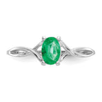 14k White Gold 6x4 Oval Emerald Birthstone Ring