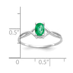14k White Gold 6x4 Oval Emerald Birthstone Ring
