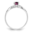 14k White Gold 6x4 Oval Rhodolite Garnet Birthstone Ring