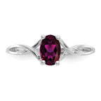 14k White Gold 6x4 Oval Rhodolite Garnet Birthstone Ring