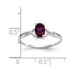 14k White Gold 6x4 Oval Rhodolite Garnet Birthstone Ring