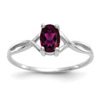 14k White Gold 6x4 Oval Rhodolite Garnet Birthstone Ring