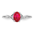 14k White Gold 6x4 Oval Ruby Birthstone Ring