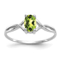 14k White Gold 6x4 Oval Peridot Birthstone Ring