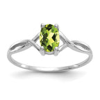 14k White Gold 6x4 Oval Peridot Birthstone Ring