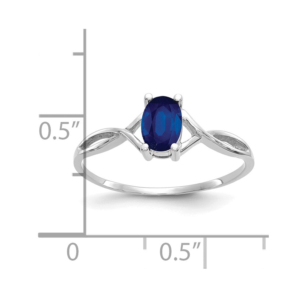 14k White Gold 6x4 Oval Sapphire Birthstone Ring