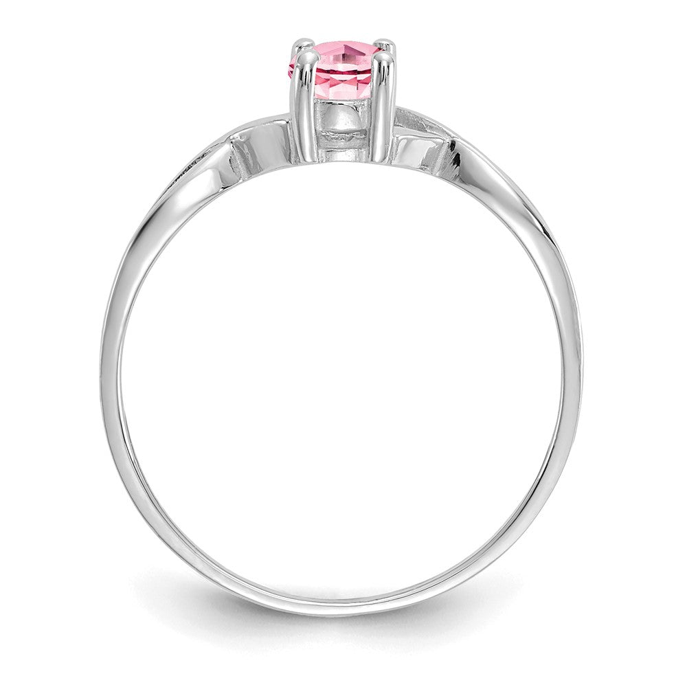 14k White Gold 6x4 Oval Pink Tourmaline Birthstone Ring