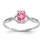 14k White Gold 6x4 Oval Pink Tourmaline Birthstone Ring