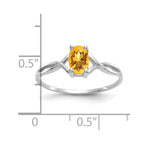 14k White Gold 6x4 Oval Citrine Birthstone Ring