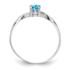 14k White Gold 6x4 Oval Blue Topaz Birthstone Ring