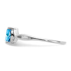14k White Gold 6x4 Oval Blue Topaz Birthstone Ring