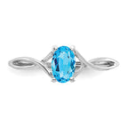 14k White Gold 6x4 Oval Blue Topaz Birthstone Ring