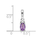 14k White Gold 6x4 Oval February/Amethyst and Diamond Pendant