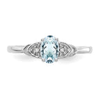 14k White Gold 6x4 Oval March/Aquamarine and Diamond Ring